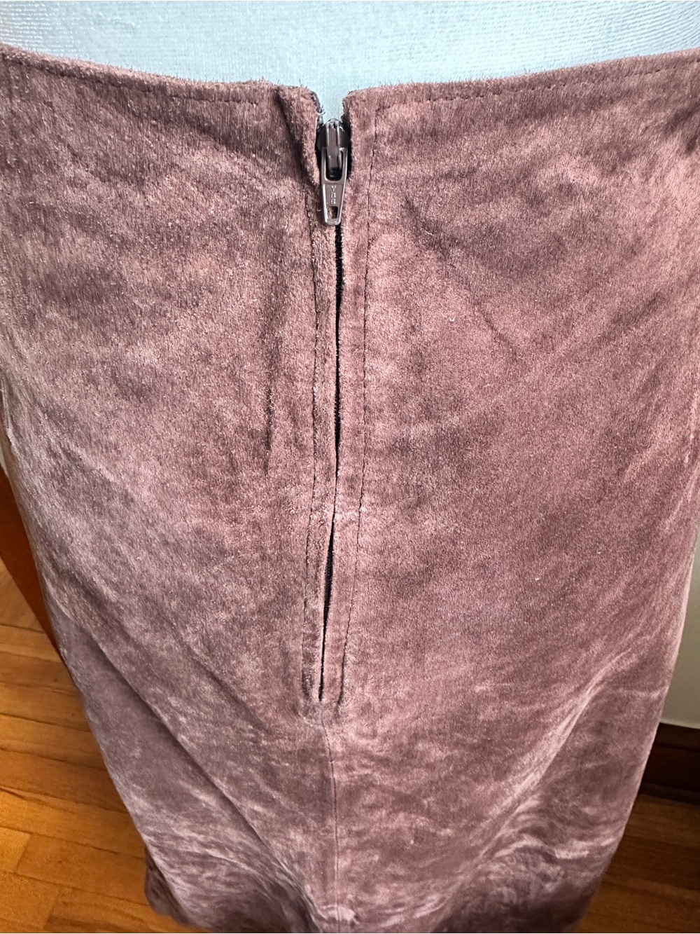 Suede A-Line Maxi Skirt in Taupe - Picture 4 of 10